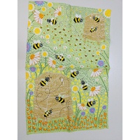 Tea Towel Colourful Bees by B. J. Sherriff | Beekeeper Gift